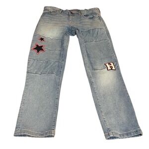 Tommy Hilfiger Distressed Women's Boyfriend Jeans Patch Star Blue‎ Denim Size 6